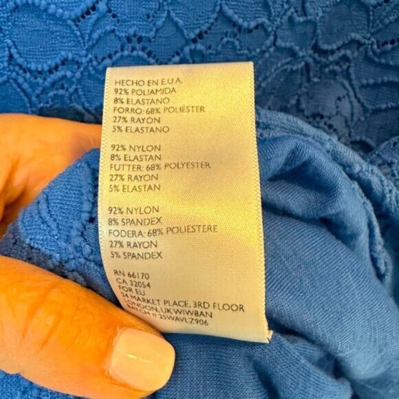 Anthropologie Pina and Needles | Blue Floral Print Textured Dress Size L - Picture 7 of 9